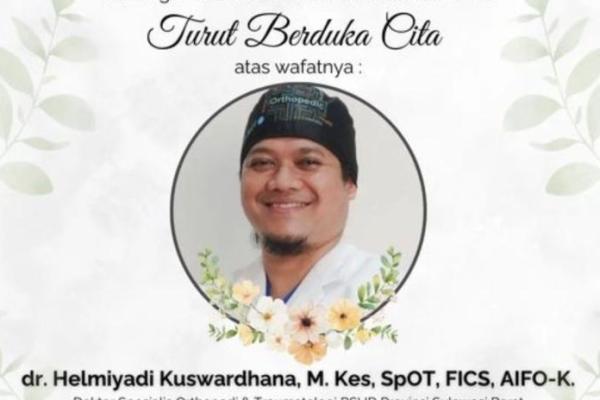 Satu-satunya Dokter Spesialis Tulang RSUD Sulbar, Helmiyadi Meninggal Dunia