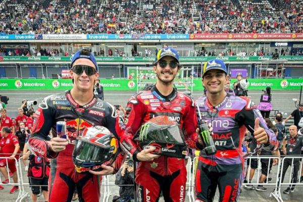 MotoGP 2024: Menangi Balapan di Thailand, Francesco Bagnaia Bayangi Jorge Martin